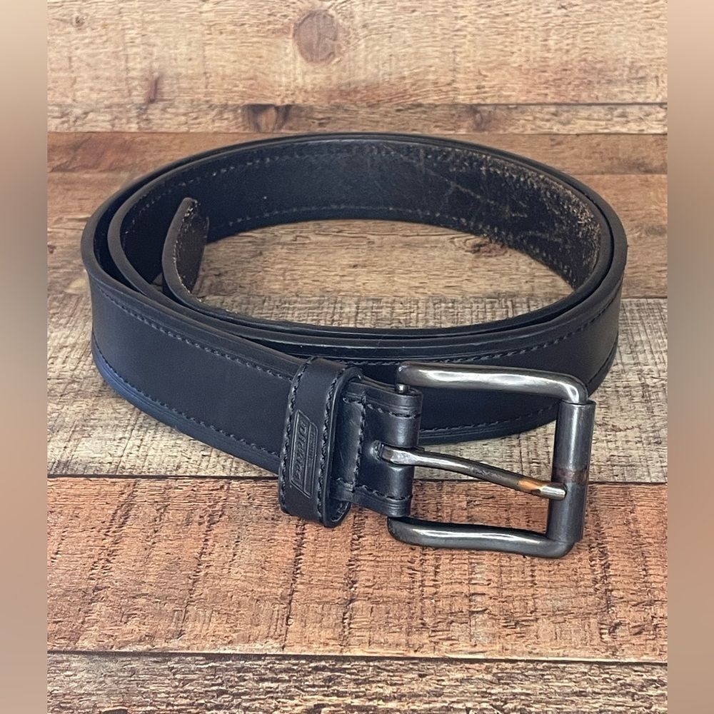 Genuine Dickies Leather Belt--Black Stitch Dk Steel Roll Buckle 46-48